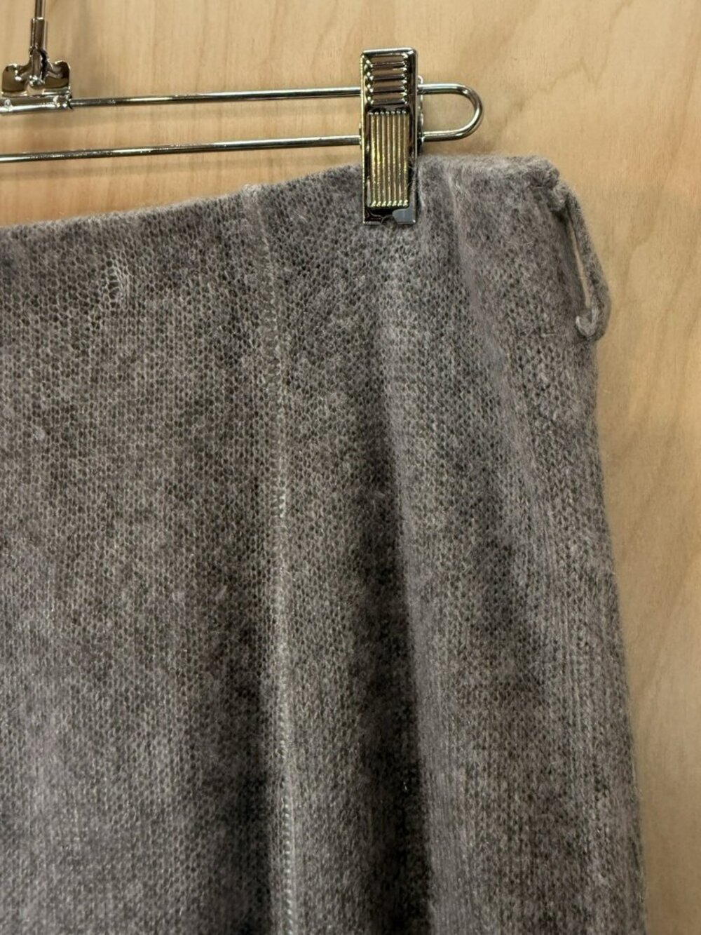 Soft Surroundings Gray Knit Flare Skirt Lace Hem Midi Size Petite XS Lined - Picture 4 of 11